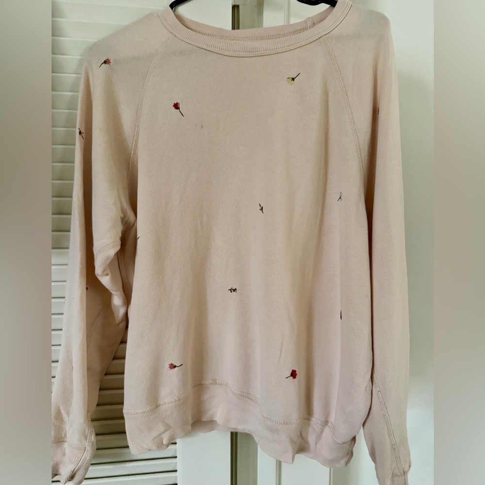 THE GREAT Pre loved - College Sweatshirt floral embroidery. Size 0/XS
